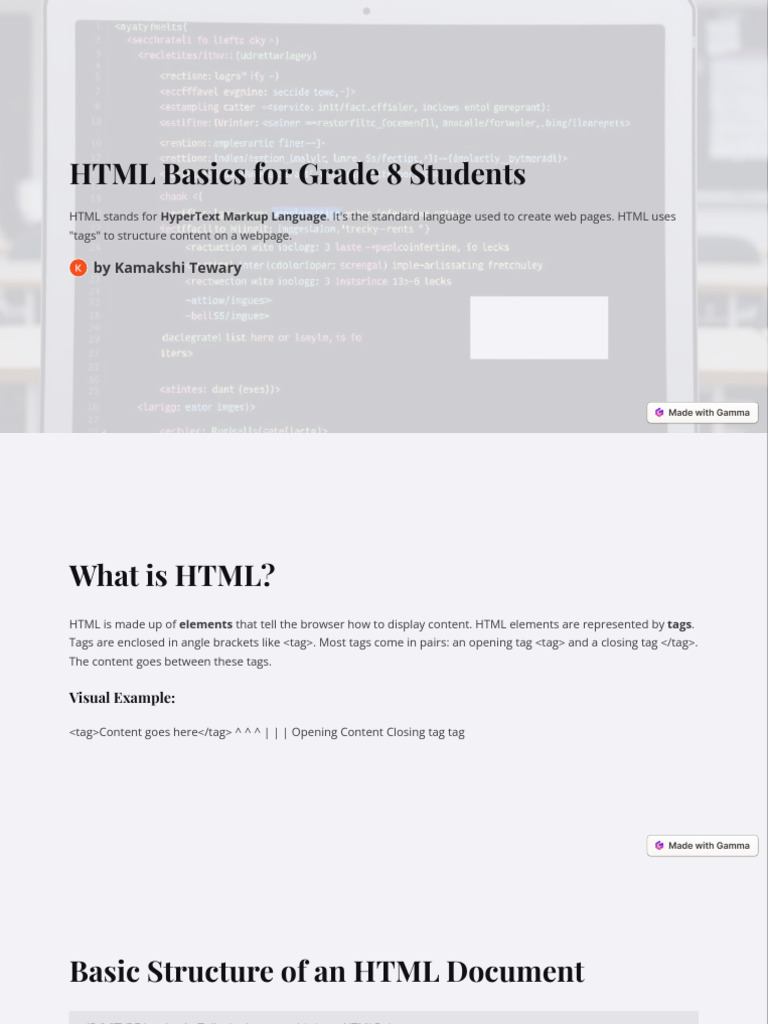 HTML Basics for 8th Graders | PDF | Html | Html Element