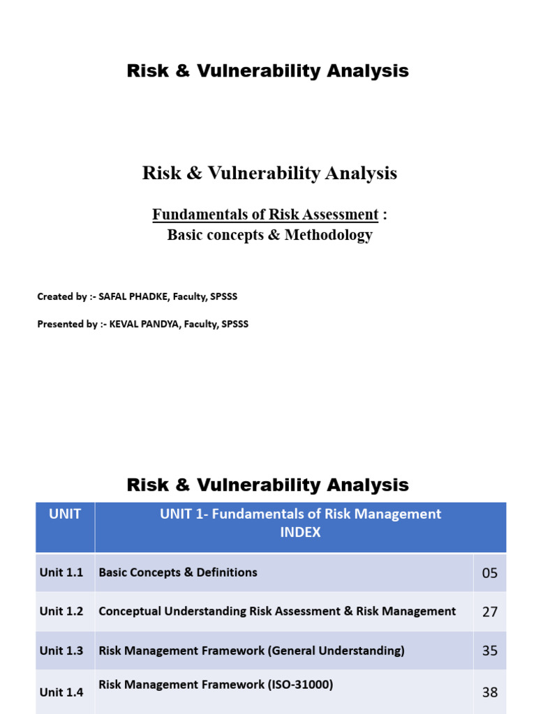 Risk & Vulnerability Analysis Overview | PDF | Risk | Risk Management