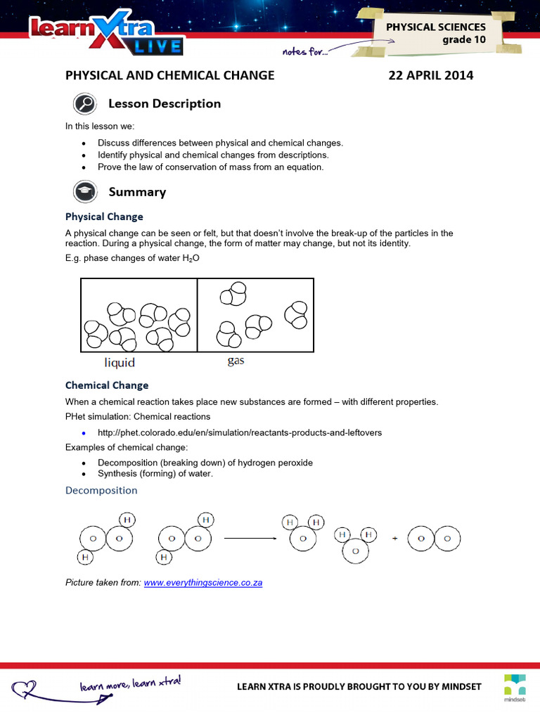 Physical vs Chemical Changes Explained | PDF | Chemical Reactions ...
