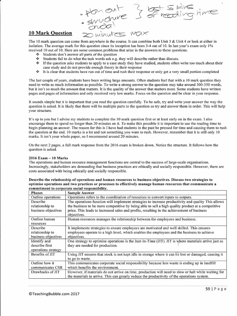 10 Mark Question Advice | PDF