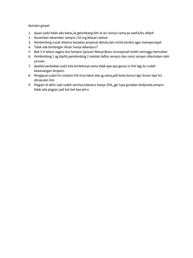 Notulen Gmeet | PDF