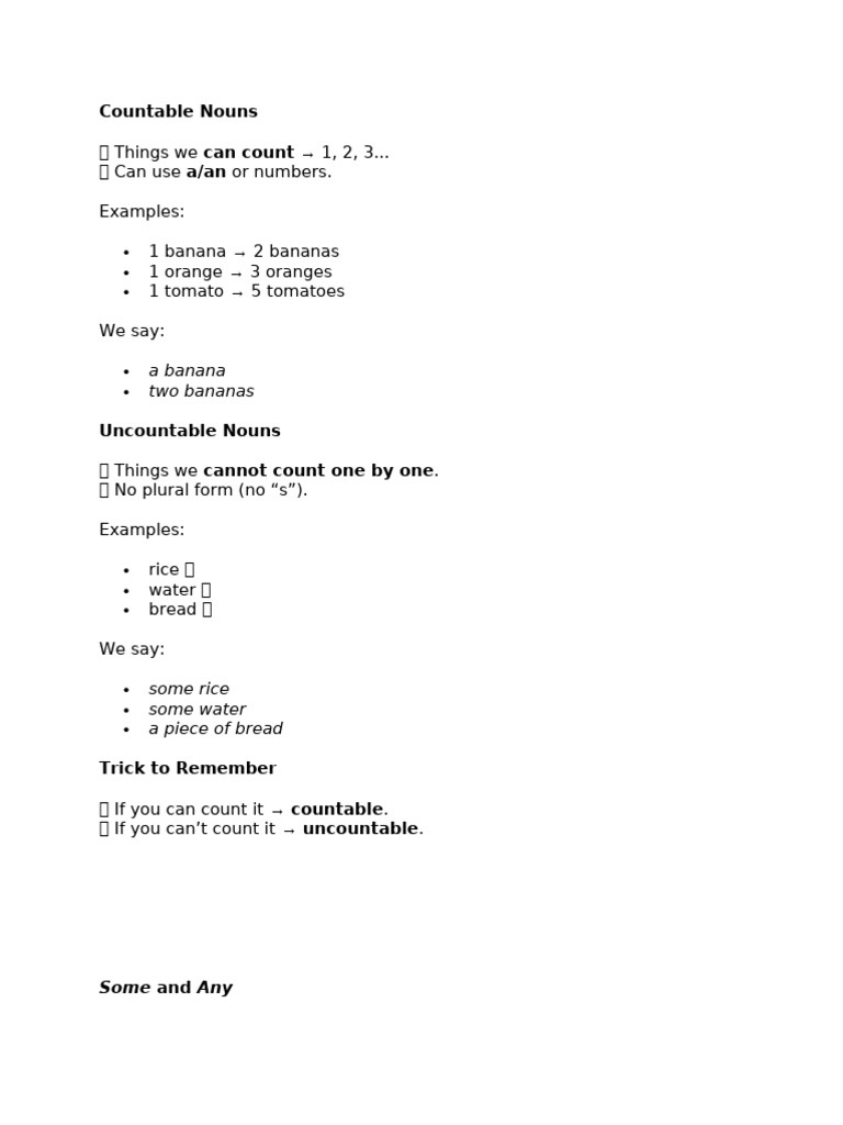 Countable vs Uncountable Nouns Guide | PDF