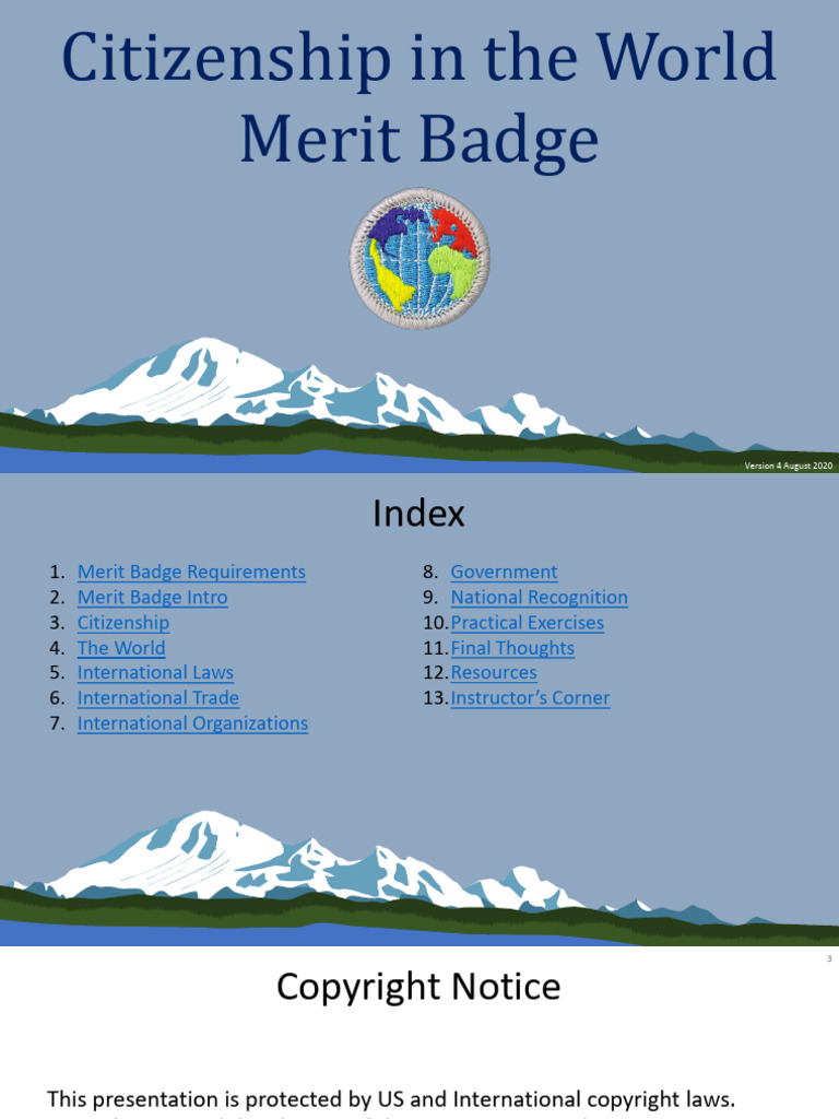 Citizenship in the World Merit Badge Guide | PDF | International Law ...
