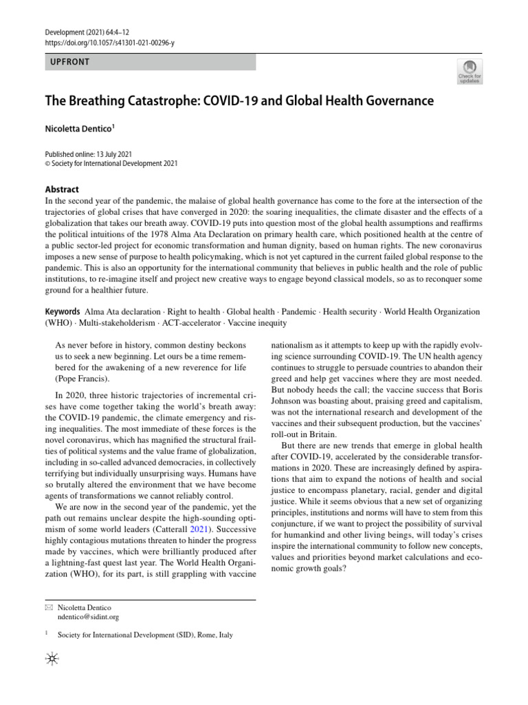 COVID-19's Impact on Global Health Governance | PDF | World Health ...