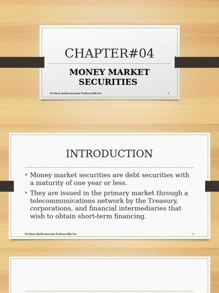 Understanding Money Market Securities | PDF | Repurchase Agreement ...