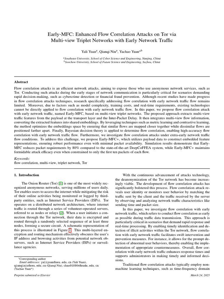Early-MFC: Enhanced Flow Correlation Attacks On Tor Via | PDF ...