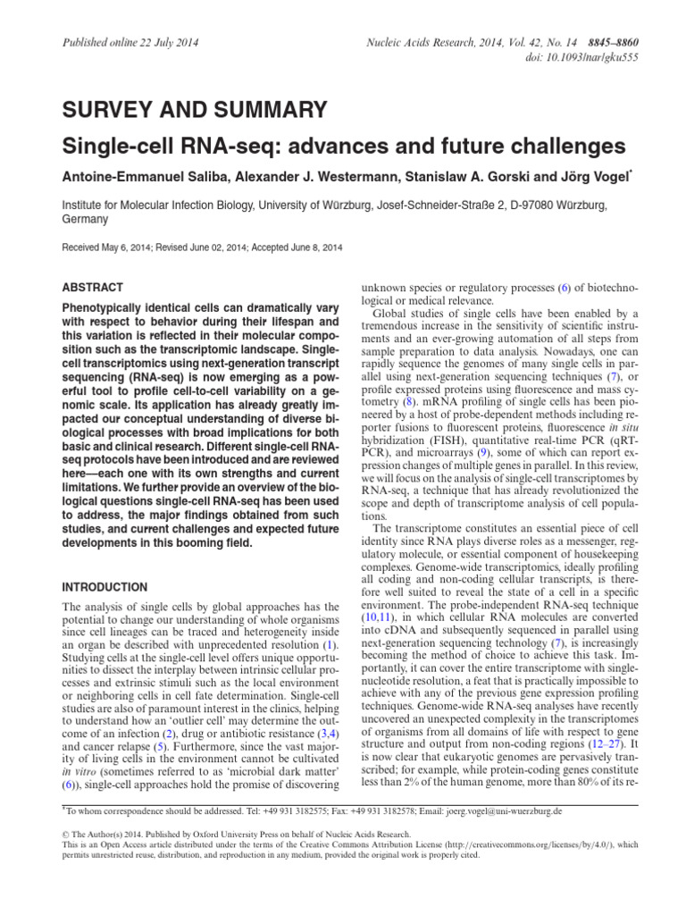 Single-Cell RNA-Seq: Advances & Challenges | PDF | Complementary Dna ...