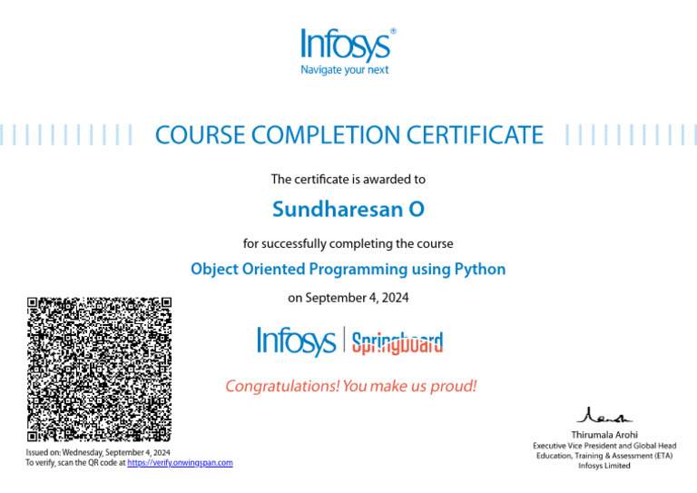 Sundharesan O: Object Oriented Programming Using Python | PDF