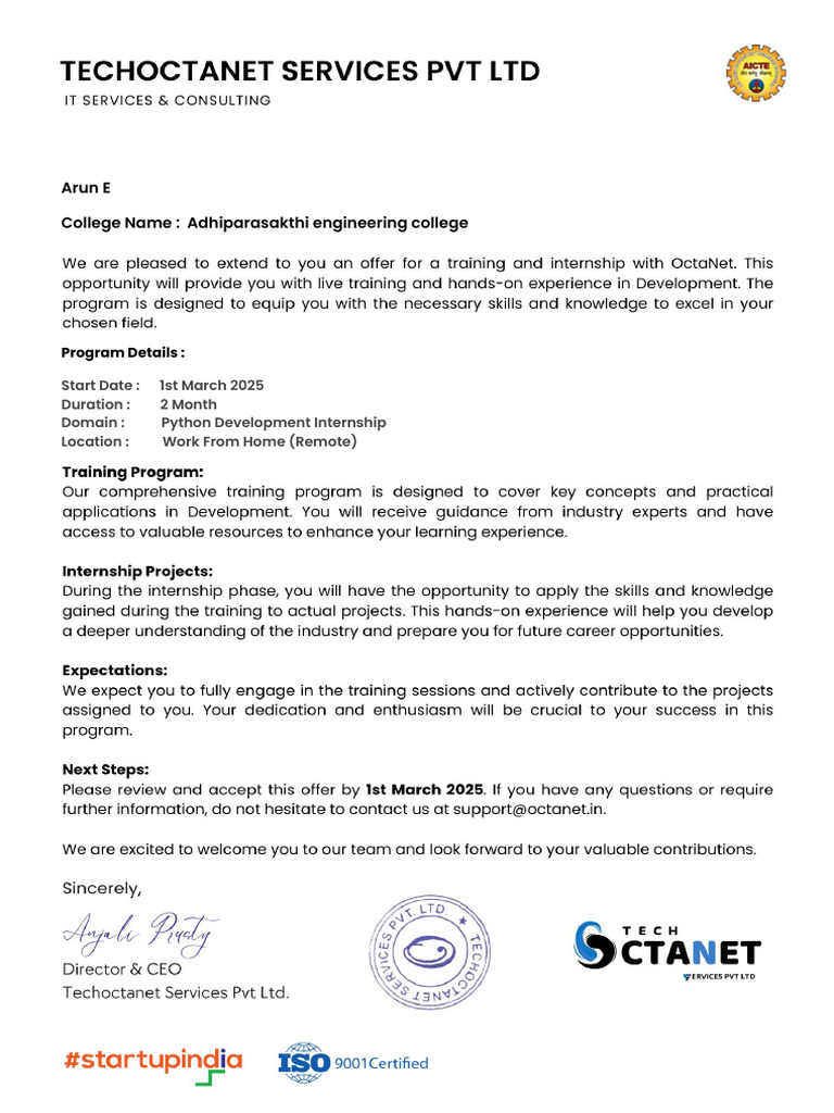 Python Development Internship - Remote | PDF