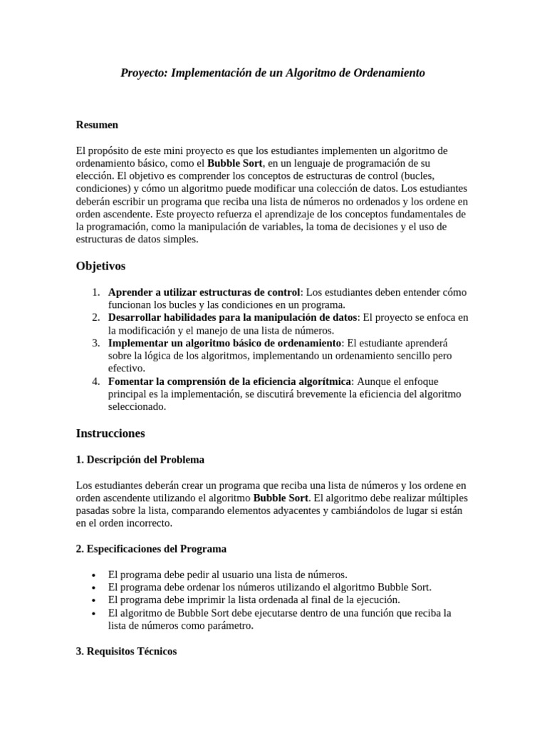 Implementación de Bubble Sort en Programación | PDF | Algoritmos ...