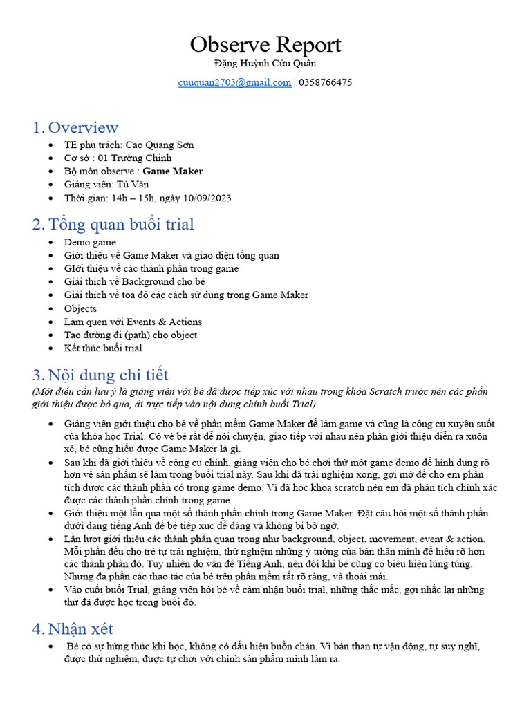 Observe Report Case 1 | PDF