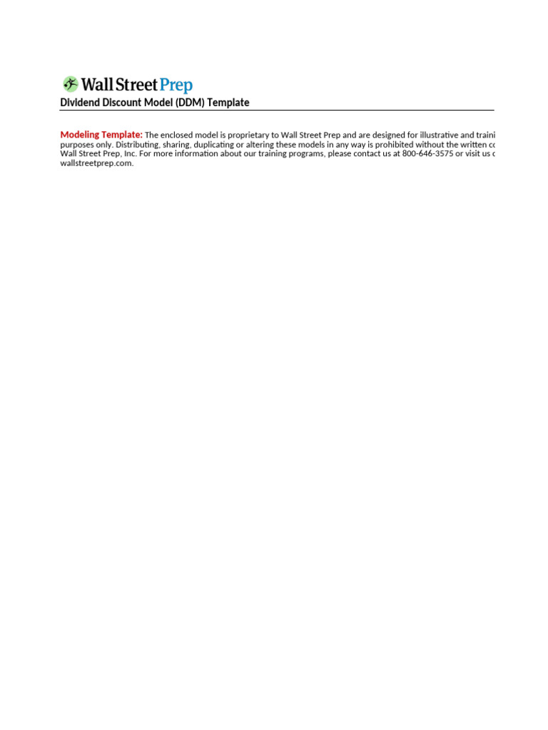 Dividend Discount Model (DDM) Template | PDF