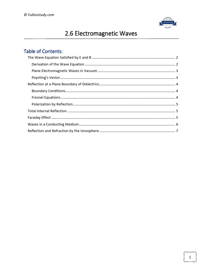 Electromagnetic Waves Overview and Properties | PDF | Polarization ...