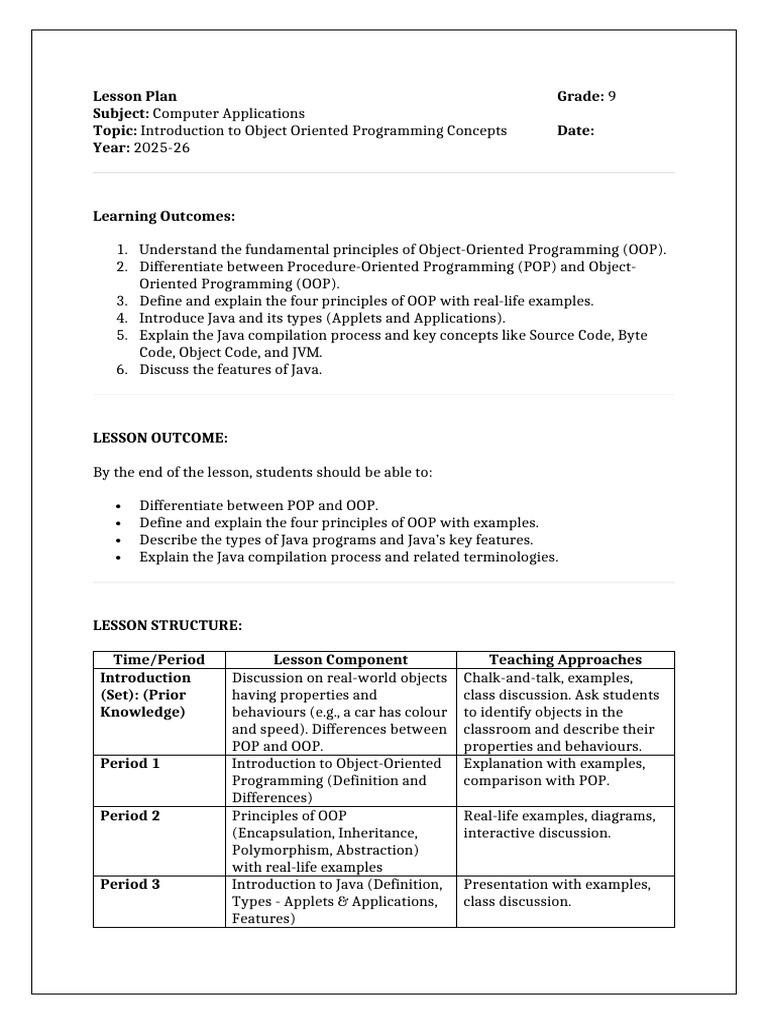 G9L1Introduction To ObjectOrientedProgrammingConcepts | PDF | Object ...