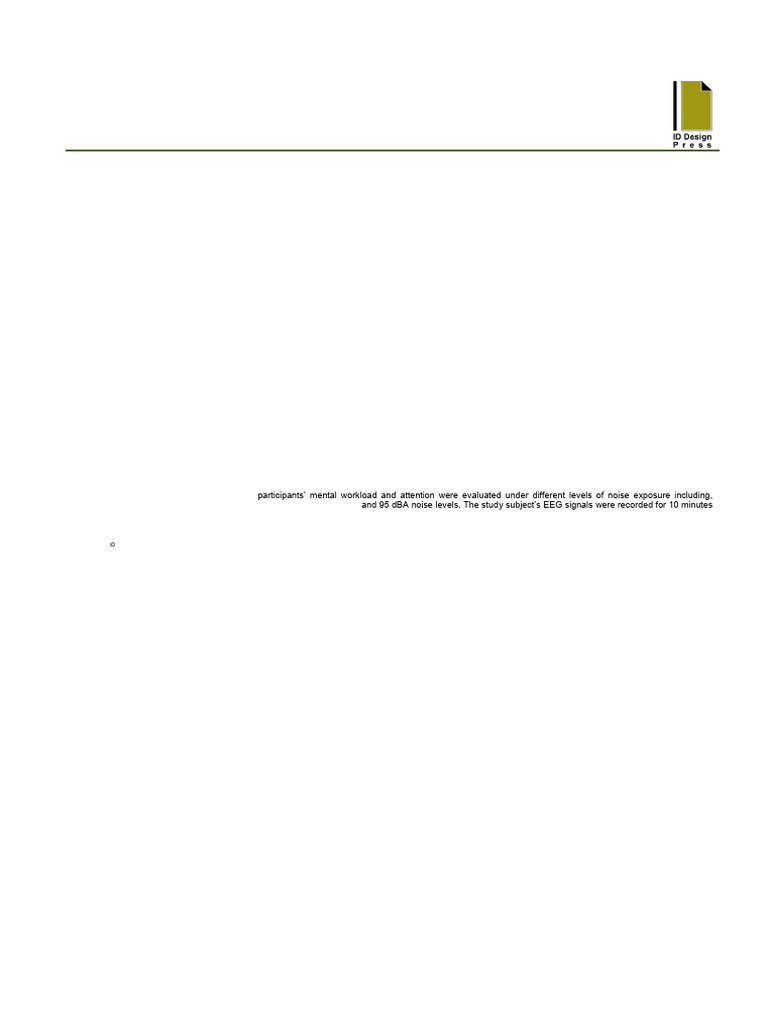The Effect of Noise Exposure On Cognitive Performance and Brain ...