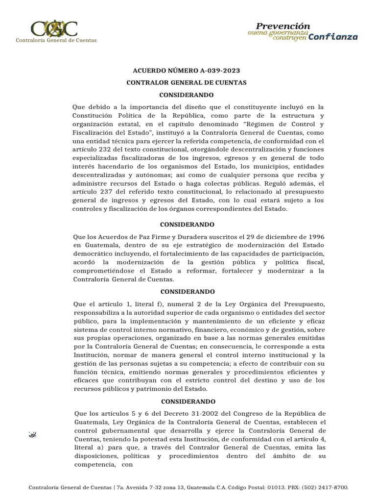 Normas de Control Interno Gubernamental | PDF | Auditoría | Responsabilidad