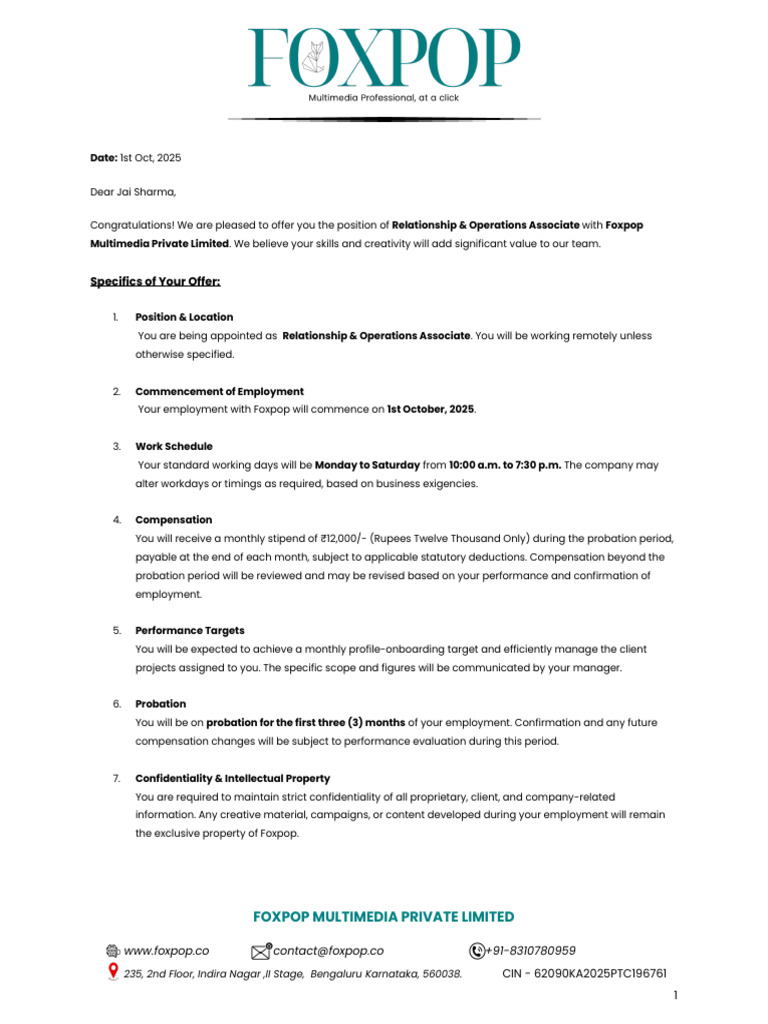Job Offer for Relationship Associate | PDF | Identity Document