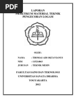 Download Laporan Praktikum Pengecoran Logam by Thomas Adi Oktavianus SN93884384 doc pdf