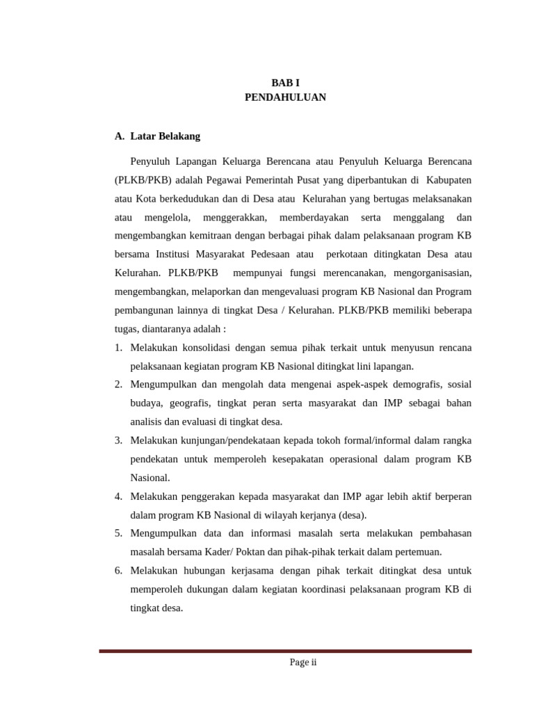 Peran PLKB dalam Program KB Nasional | PDF