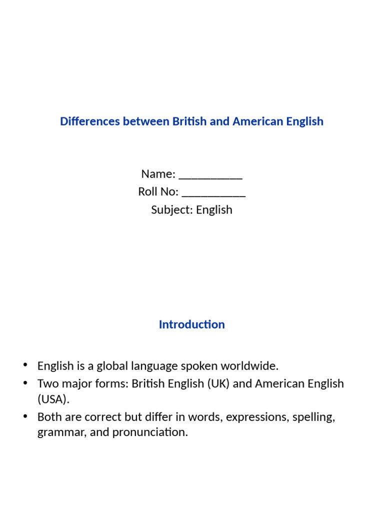 British vs American English Differences | PDF | English Language ...