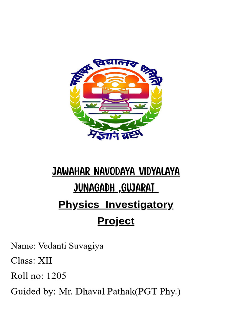 Physics Project on Refractive Indices | PDF | Refractive Index | Refraction