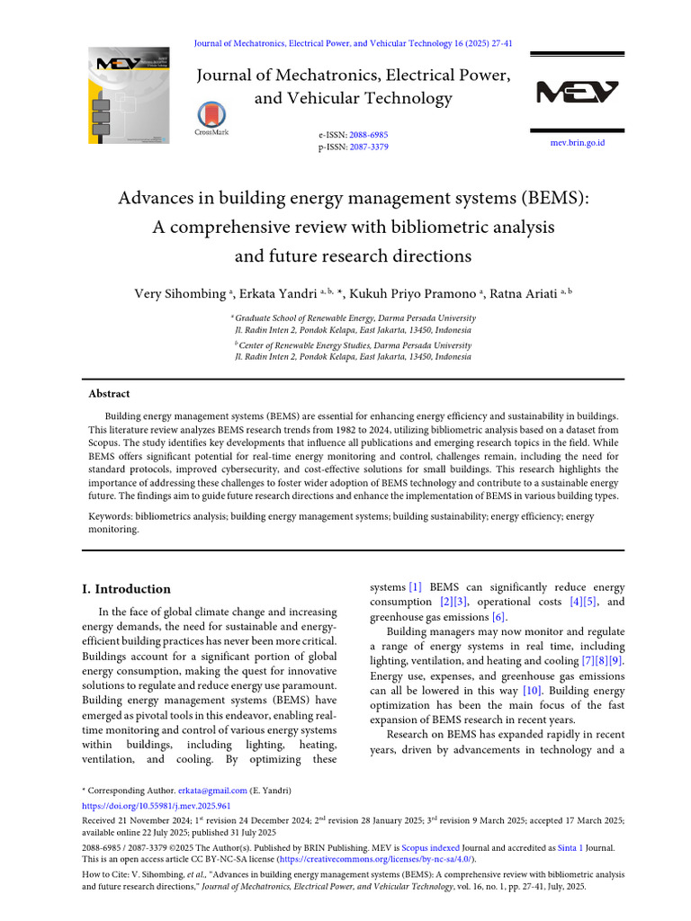 Advances in BEMS: A Comprehensive Review | PDF | Efficient Energy Use ...