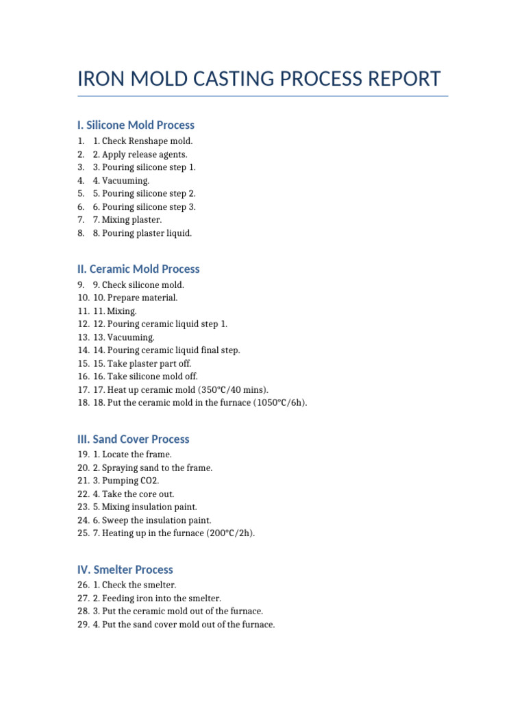 Iron Mold Casting Process Report | PDF