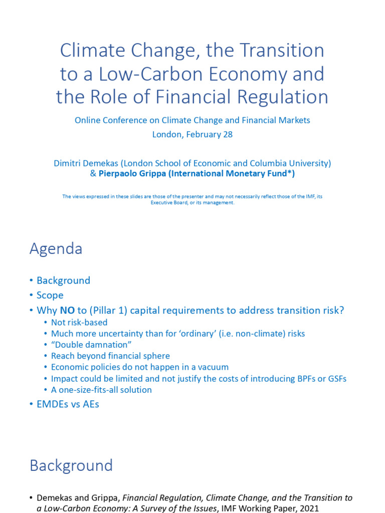 Climate Change, The Transition To A Low-Carbon Economy and The Role of ...