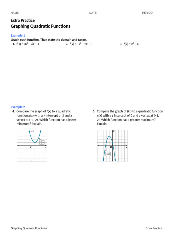 Graphing Quadratic Functions | PDF | Function (Mathematics) | Derivative