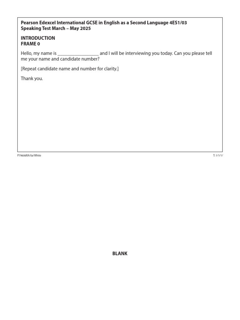 Edexcel GCSE ESL Speaking Test Guide | PDF