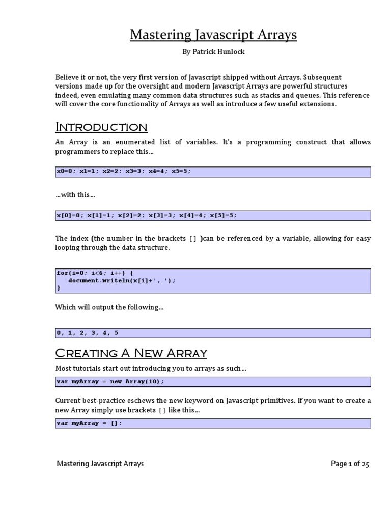 Mastering Javascript Arrays | PDF | Java Script | Array Data Type