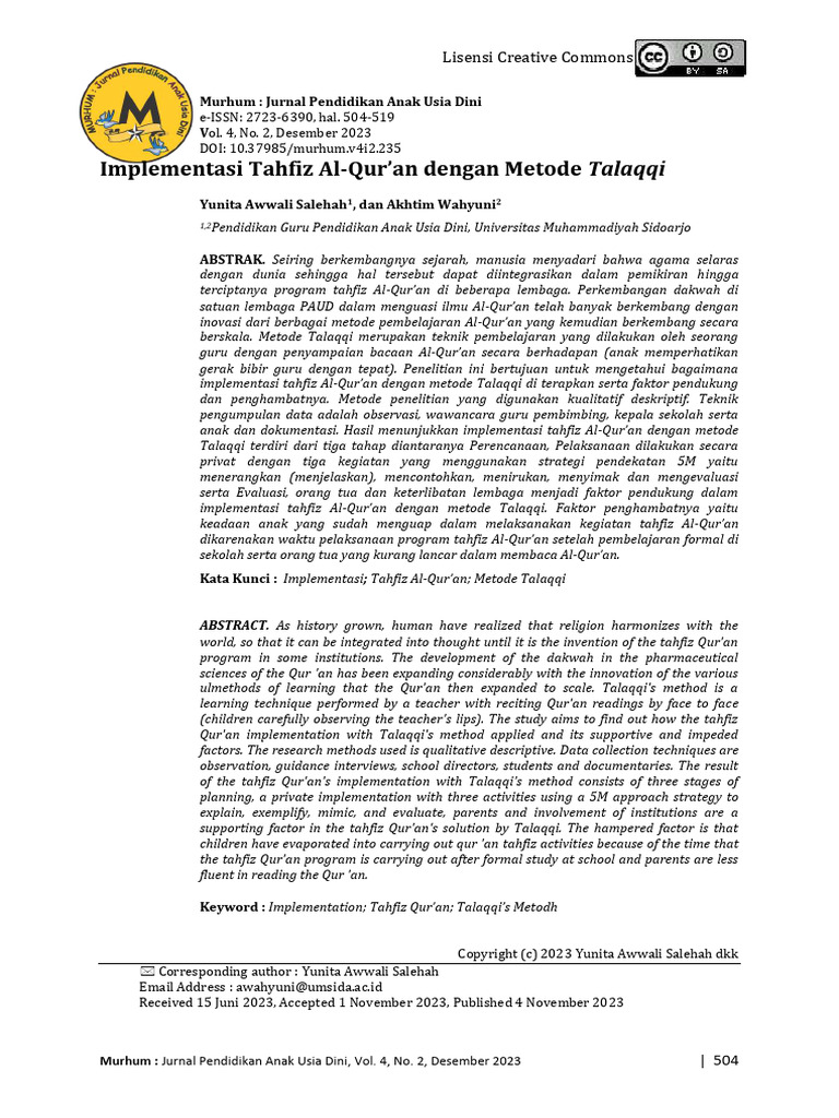 Implementasi Tahfiz Al Qur An Dengan Met | PDF
