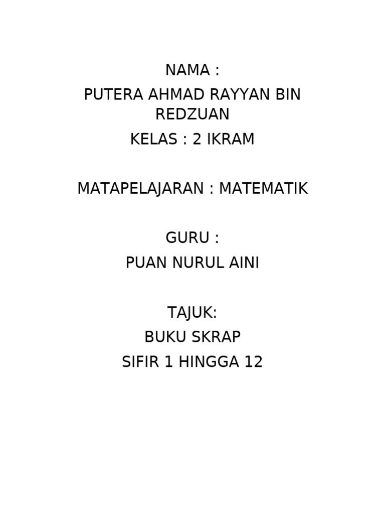 Buku Skrap Sifir Rayyan Pdf
