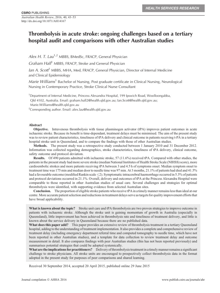 Thrombolysis Challenges in Acute Stroke | PDF | Stroke | Blood Pressure