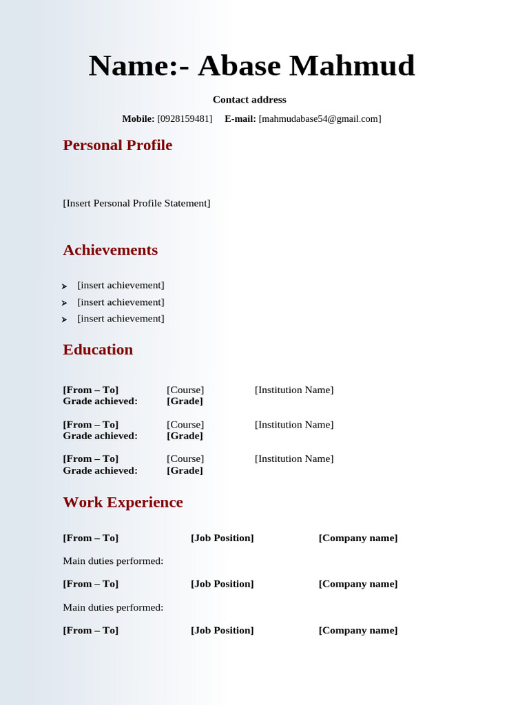 Multimedia CV of Abase Mahmud | PDF