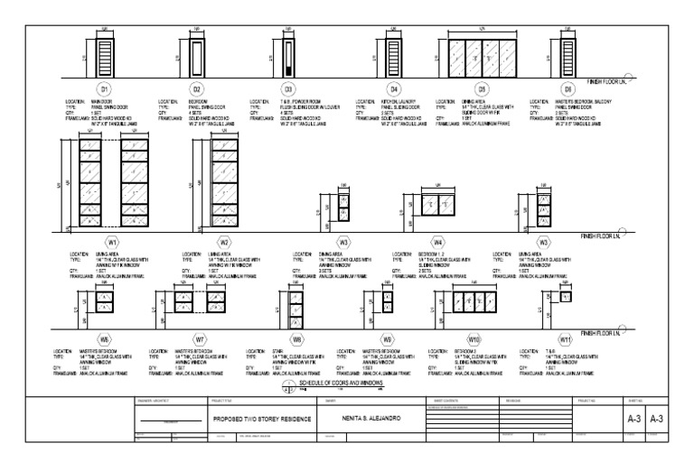 D1 D2 D3 D5 D4 D6: Finish Floor LN | PDF | Door | Window