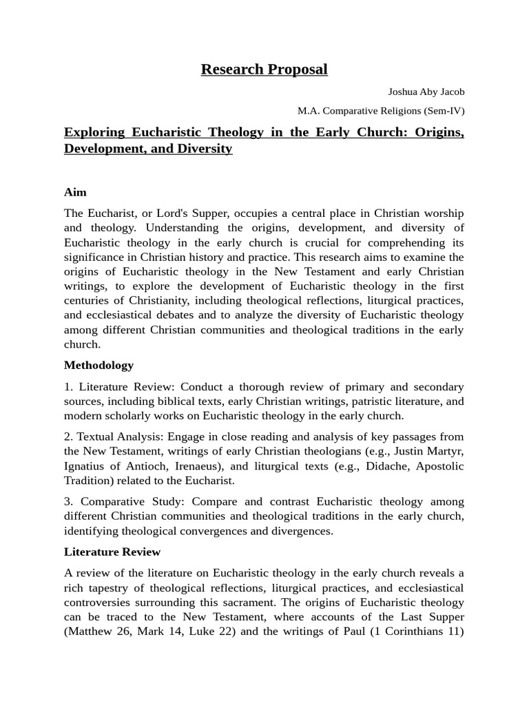 Early Church Eucharistic Theology Study | PDF | Eucharist | Early ...