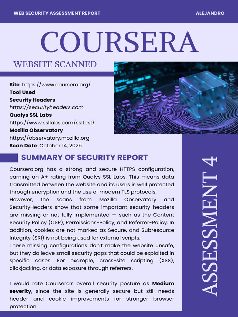 Coursera Web Security Assessment Report | PDF
