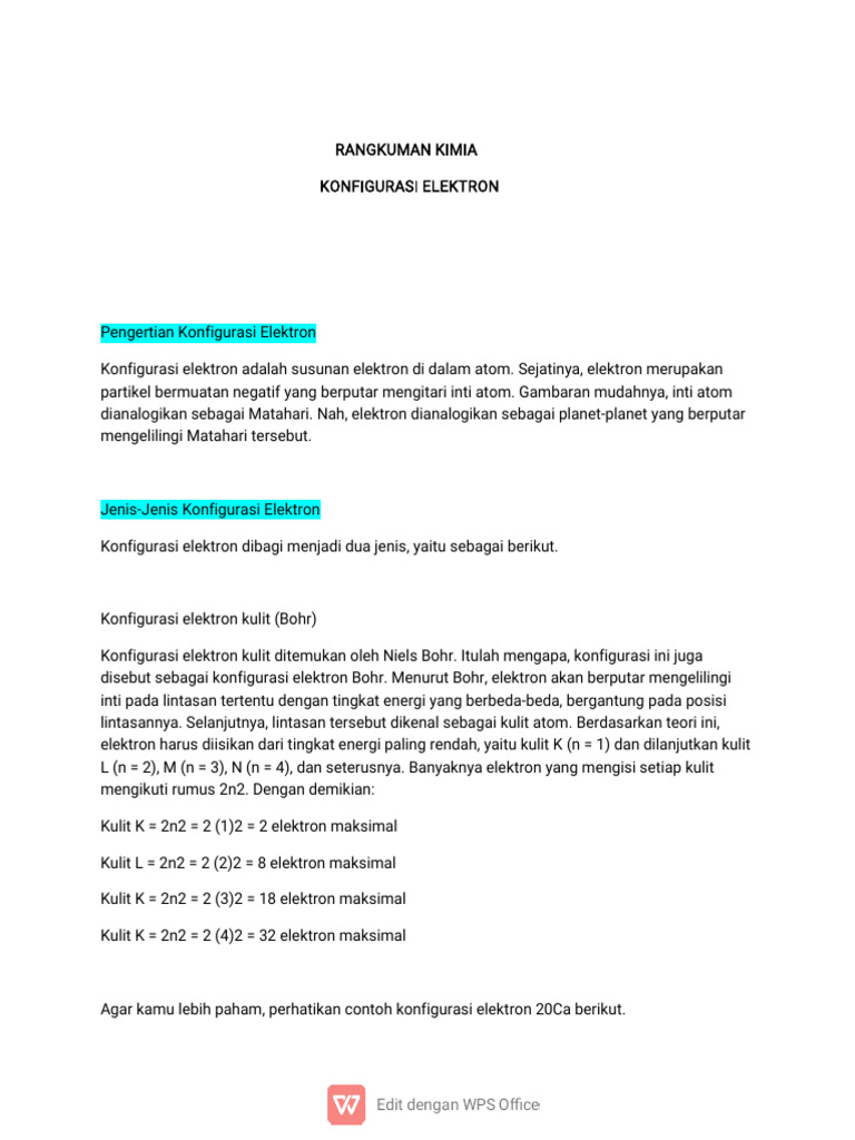 Konfigurasi Elektron: Kulit dan Subkulit | PDF