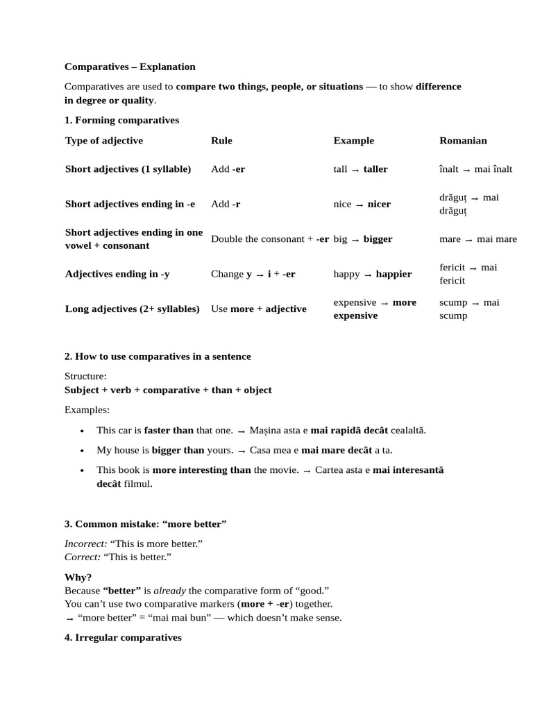 Understanding Comparatives in English | PDF