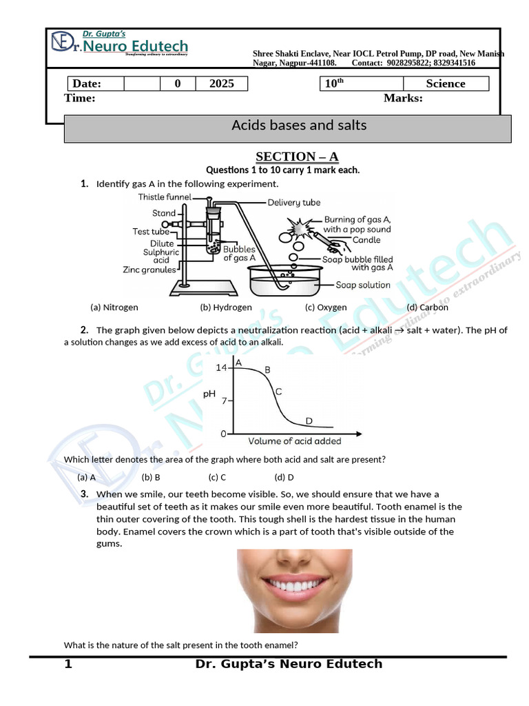 10th Science Peper Cha 2 | PDF | Acid | Sodium Carbonate