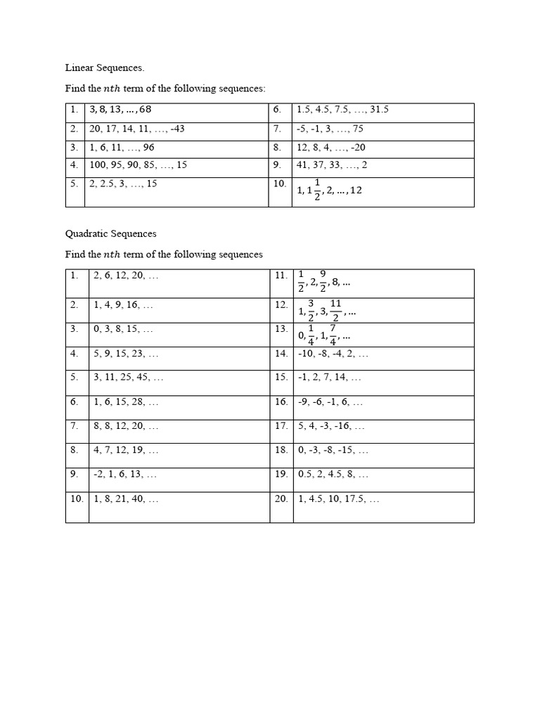 Linear Sequences | PDF