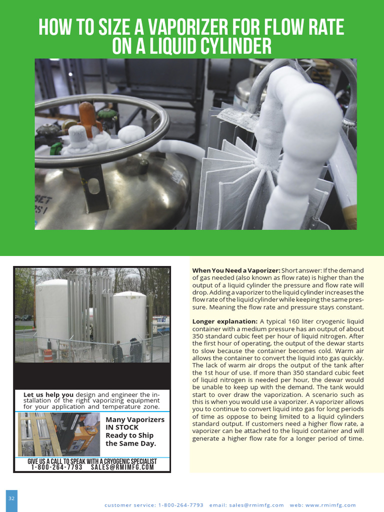 Vaporizer Sizing for Liquid Cylinders | PDF | Liquids | Flow Measurement