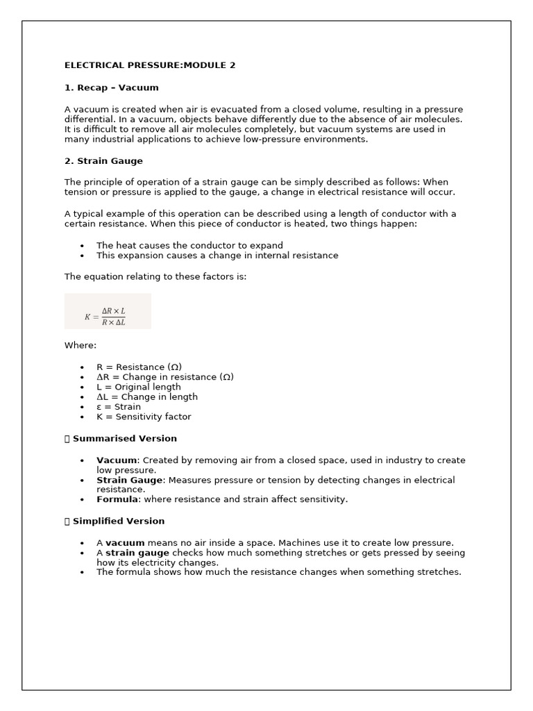 Understanding Strain Gauges and Vacuums | PDF | Deformation ...