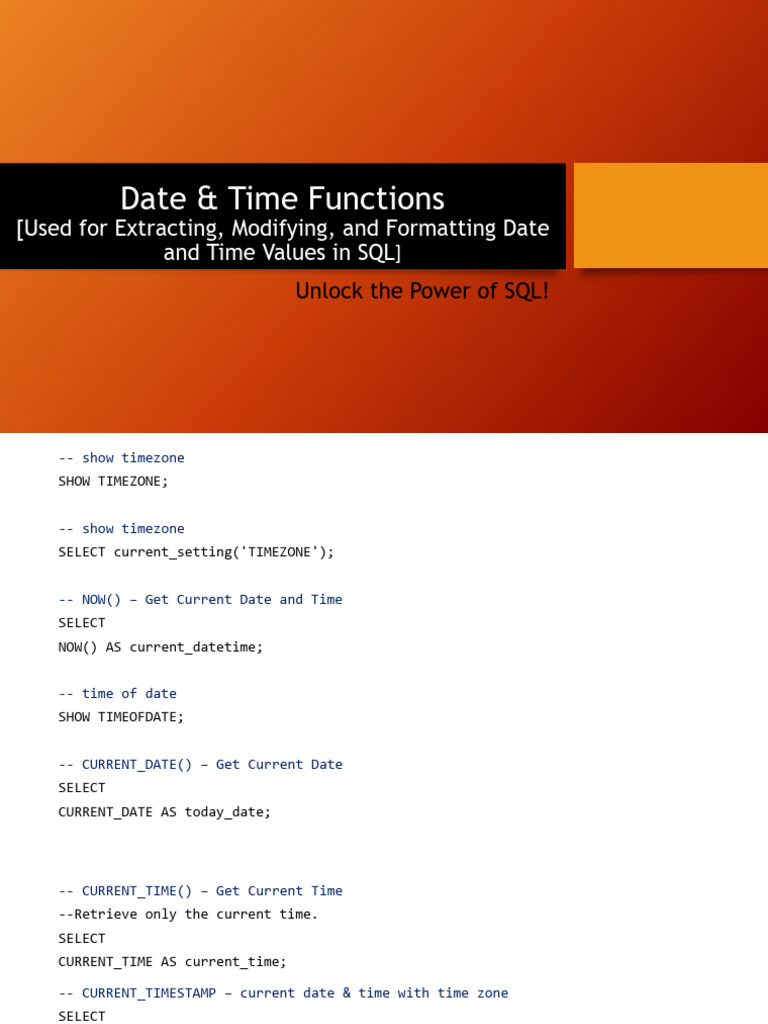 SQL Date & Time Functions Guide | PDF