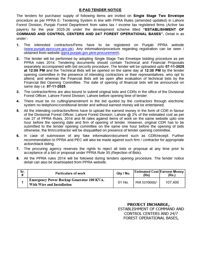 WWW - Punjab.eprocure - Gov.pk Ppra - Punjab.gov - Pk/e-Procurement: E ...