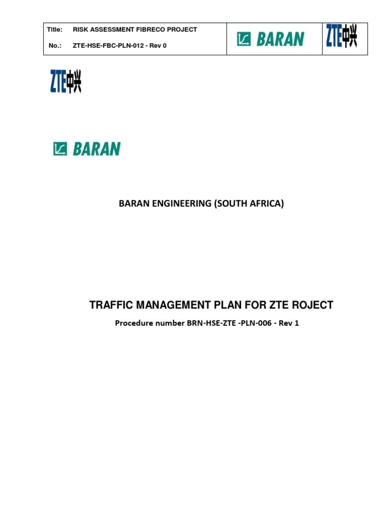 Traffic Management Risk Assessment Plan | PDF | Occupational Safety And ...