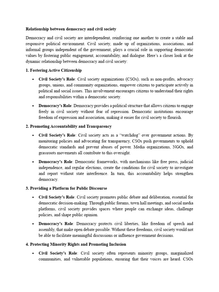 Democracy's Impact on Civil Society Dynamics | PDF | Democracy ...