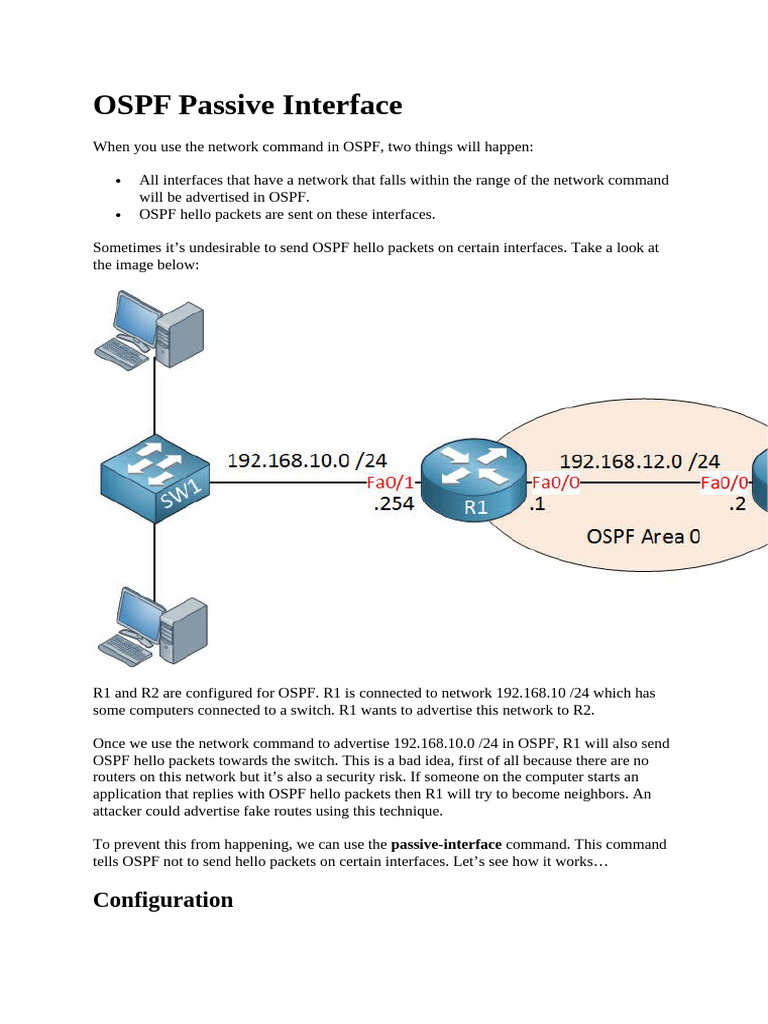 Chapter9 OSPF Passive Interface | PDF | Router (Computing) | Computer ...