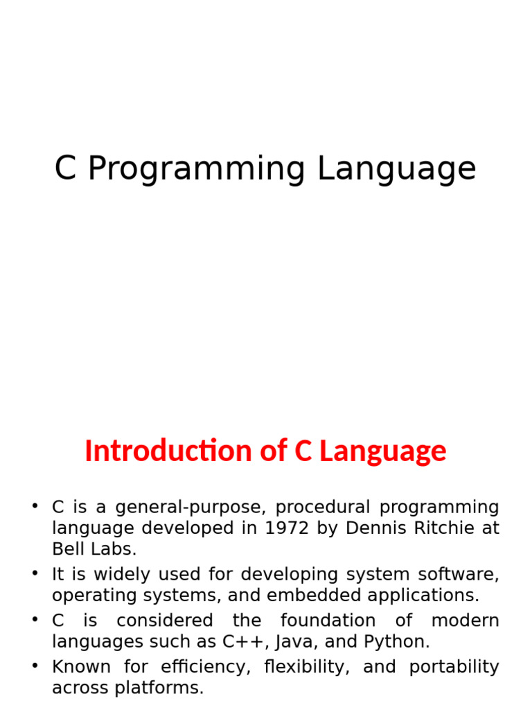 C Programming Language Detailed | PDF | C (Programming Language ...